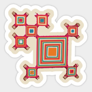 God's eye mexican folk art huichol wixarika woven string art Sticker